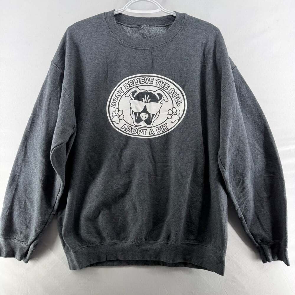 1612 New Hope Pet Rescue Sweatshirt Gray Pit Bull Adopt A Pit Crewneck
